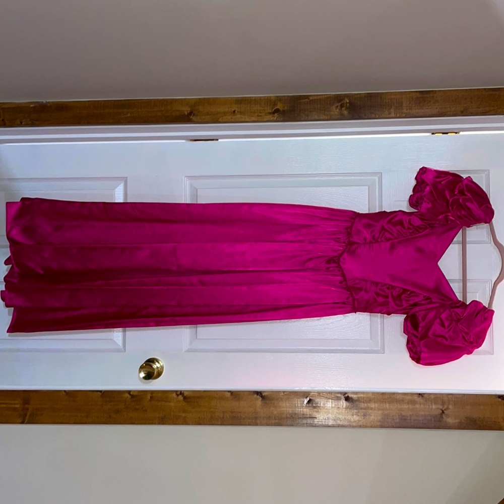 Hot pink formal prom dress